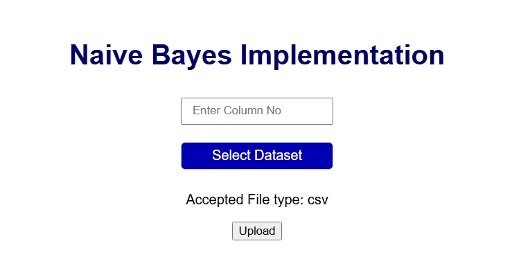 Screenshot of Naive Bayes Implementation
