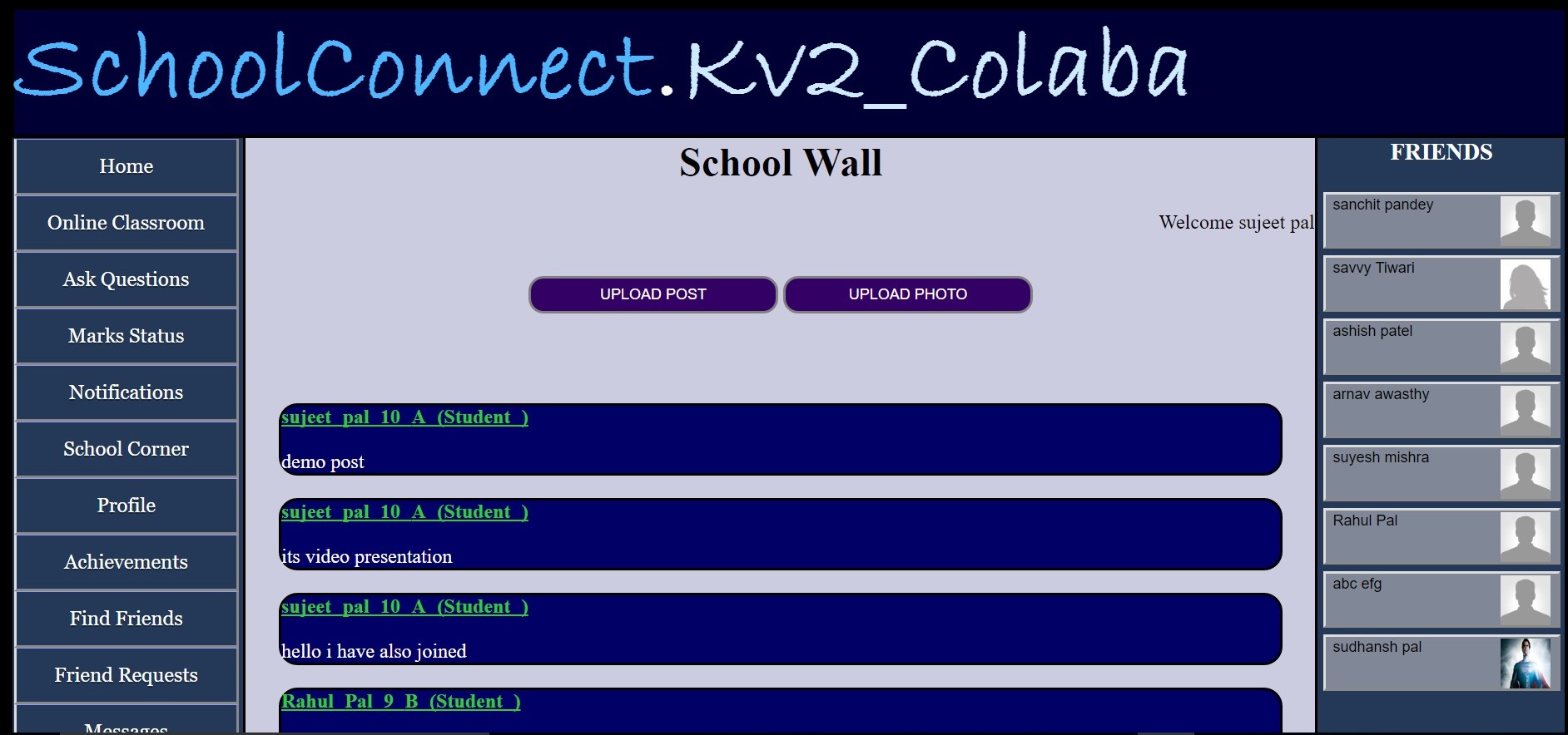 Screenshot of SchoolConnect